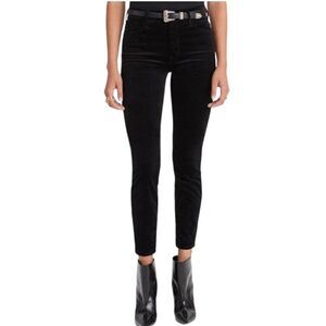 MOTHER High Wasted Looker Ankle - Soft Skills - black brushed velvet - 25